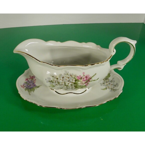 Mitterteich LILAC Gravy Boat with Attached Underplate Bavaria Germany - Picture 7 of 7